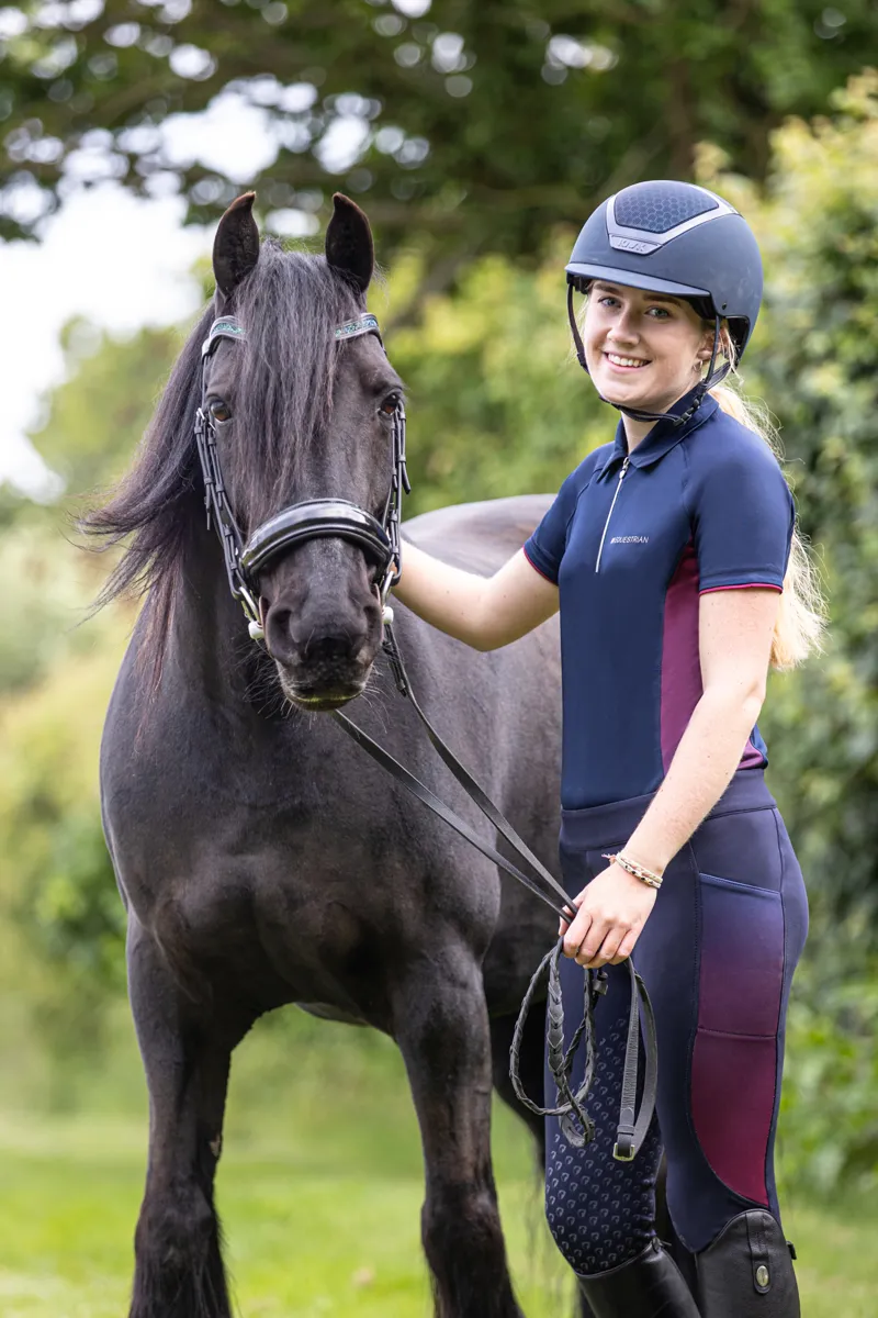 Hy Equestrian Synergy Elevate Polo - Navy/Fig-2